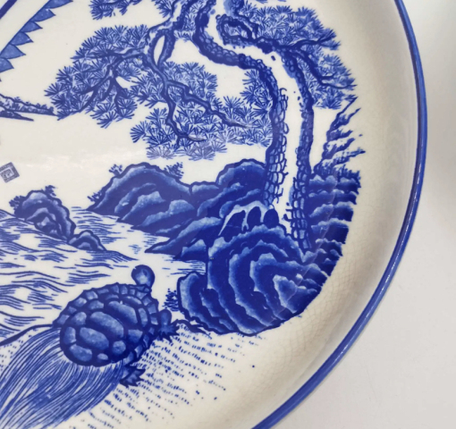 古玩陶瓷松鶴紋青花盤拍賣，當前價格398元