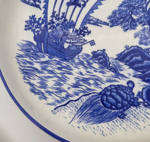 古玩陶瓷松鶴紋青花盤拍賣，當前價格398元