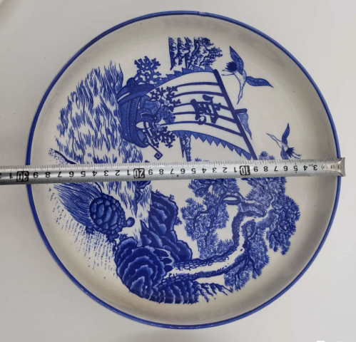 古玩陶瓷松鶴紋青花盤拍賣，當前價格398元