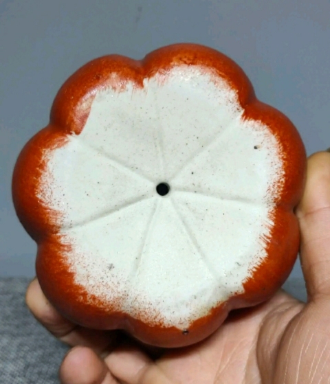 古玩陶瓷紅地綠彩像生瓷南瓜擺件拍賣,當前價格1398元