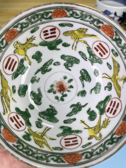古玩陶瓷民國 云鶴紋五彩碗(官窯紋飾)拍賣,當前價格1200元