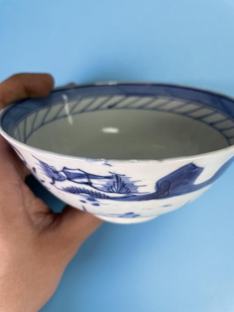古玩陶瓷清中期 樓臺亭閣山水紋青花碗拍賣,當前價格660元