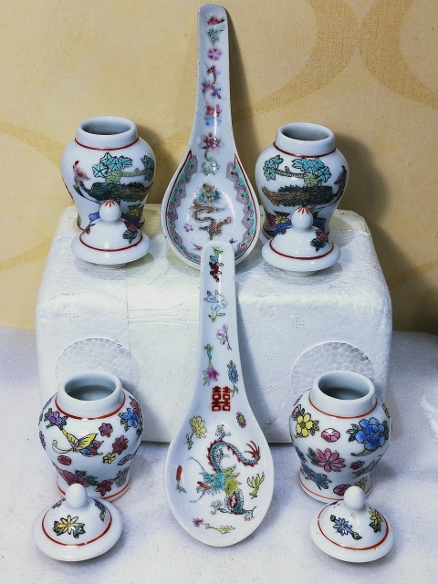 古玩陶瓷粉彩花鳥龍紋勺和蓋罐拍賣,當前價格368元