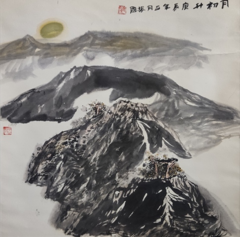古玩字畫中美協會員青海美術家協會副主席崔振國老師水墨山水立軸拍賣,當前價格1800元
