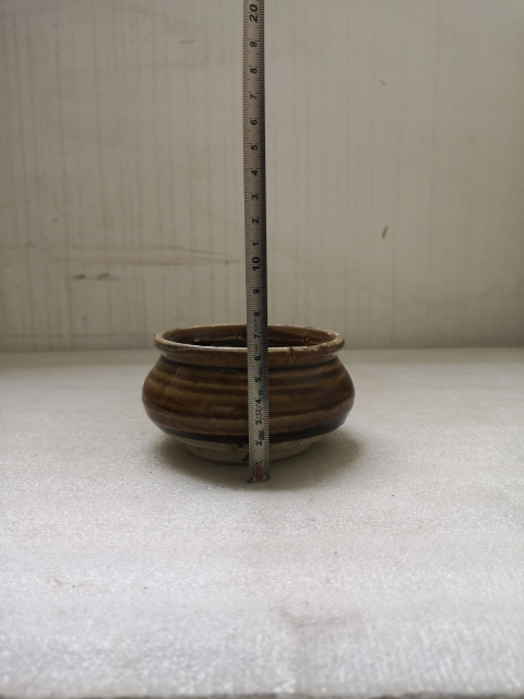 古玩陶瓷磁州窯窯醬釉小爐拍賣，當前價格398元