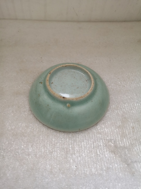 古玩陶瓷豆青釉小盤拍賣,當前價格450元