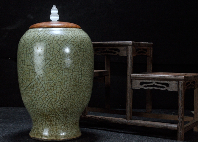 古玩陶瓷清雍正 哥釉象腿瓶(重器)拍賣,當前價格9000元