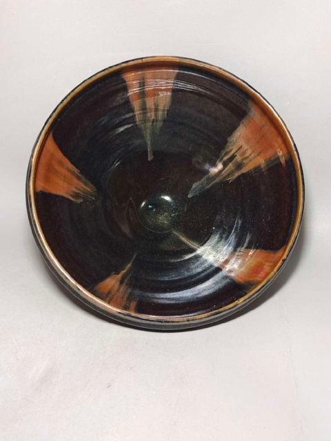 古玩陶瓷山西窯口黑釉鐵銹斑紋斗笠碗拍賣，當前價格39999元