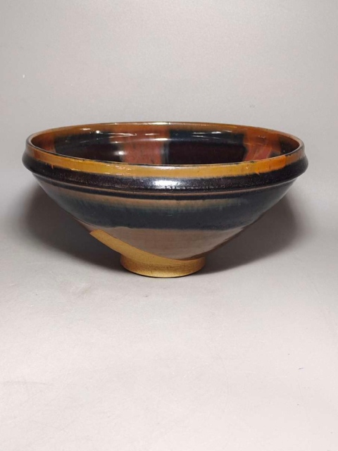 古玩陶瓷山西窯口黑釉鐵銹斑紋斗笠碗拍賣，當前價格39999元