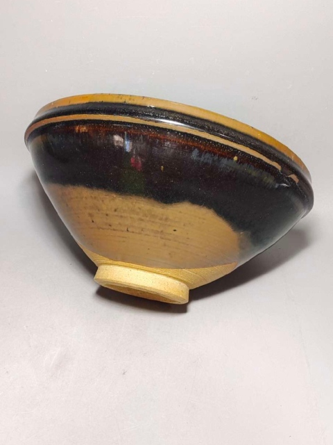 古玩陶瓷山西窯口黑釉鐵銹斑紋斗笠碗拍賣，當前價格39999元