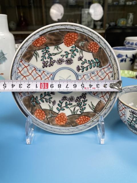 古玩陶瓷晚清民國 青花加彩杯碟拍賣,當前價格450元