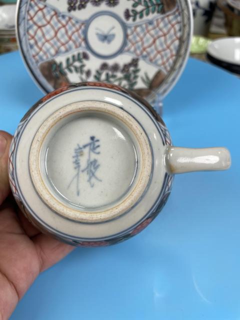 古玩陶瓷晚清民國 青花加彩杯碟拍賣,當前價格450元