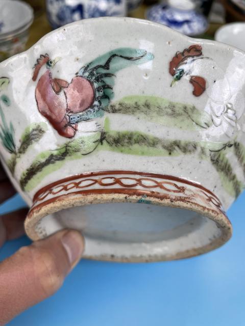 古玩陶瓷清晚 松石綠釉大雞圖粉彩貢碗拍賣，當(dāng)前價(jià)格820元