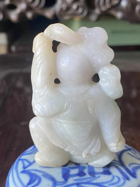 古玩玉器天然翡翠如意童子拍賣，當前價格5800元