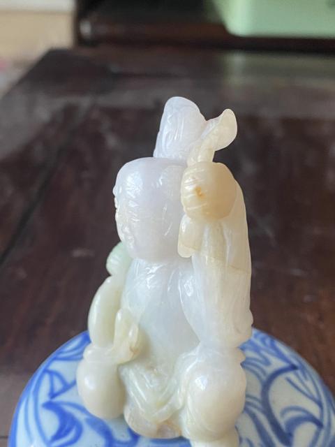 古玩玉器天然翡翠如意童子拍賣，當前價格5800元