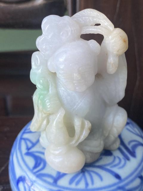 古玩玉器天然翡翠如意童子拍賣，當前價格5800元