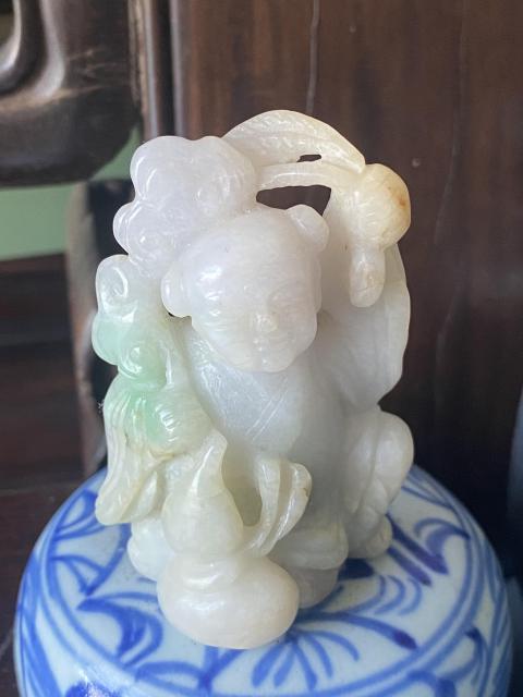 古玩玉器天然翡翠如意童子拍賣，當前價格5800元