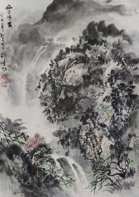古玩字畫中美協會員福建名家潘秉超老師幽谷鳴泉立軸拍賣,當前價格1288元