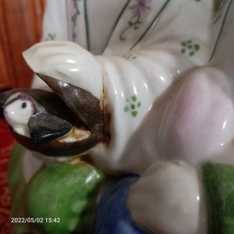 古玩陶瓷民國醴陵窯釉下五彩和合二仙塑像拍賣，當(dāng)前價(jià)格1888元