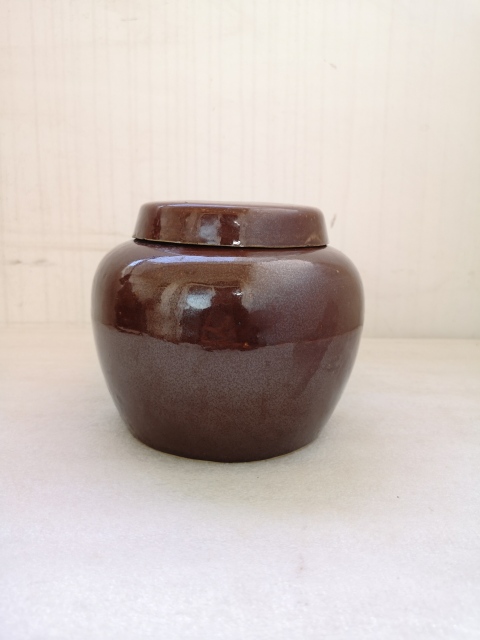 古玩陶瓷鐵銹釉蓋罐拍賣，當前價格450元