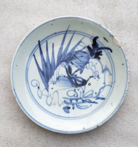 古玩陶瓷清中期 鳳紋青花盤拍賣,當前價格222元