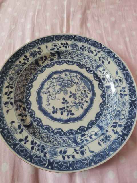 古玩陶瓷花卉紋青花盤拍賣,當前價格2800元