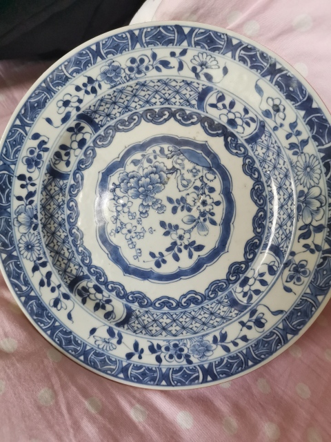 古玩陶瓷花卉紋青花盤拍賣,當前價格2800元