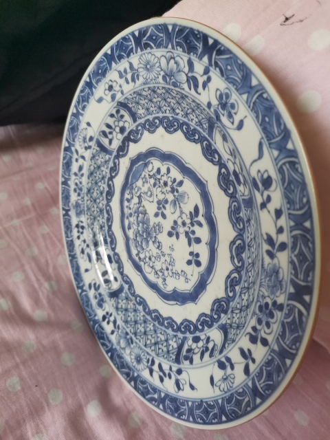 古玩陶瓷花卉紋青花盤拍賣,當前價格2800元