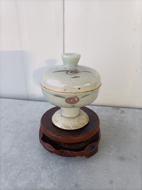 古玩陶瓷明末釉里紅瓷豆拍賣,當(dāng)前價(jià)格3200元