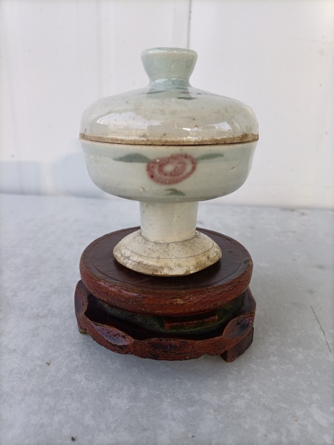 古玩陶瓷明末釉里紅瓷豆拍賣,當(dāng)前價(jià)格3200元