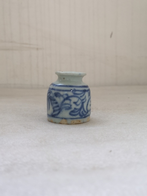 古玩陶瓷青花淡描花卉紋水盂拍賣,當前價格480元
