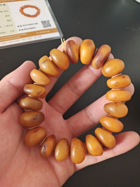 古玩玉器民國天然蜜蠟珠手串拍賣，當前價格3000元