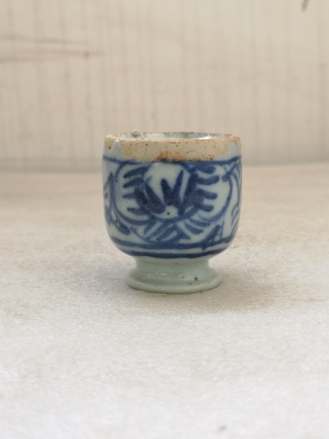 古玩陶瓷青花淡描花卉紋水盂拍賣,當前價格480元