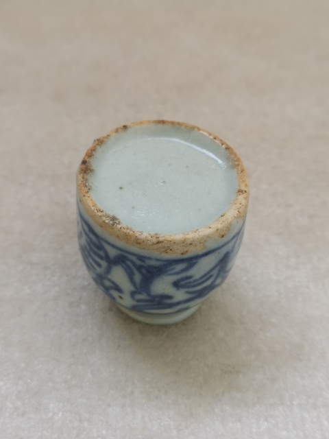 古玩陶瓷青花淡描花卉紋水盂拍賣,當前價格480元