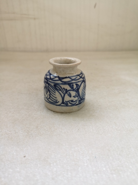 古玩陶瓷青花淡描花卉紋水盂拍賣,當前價格450元