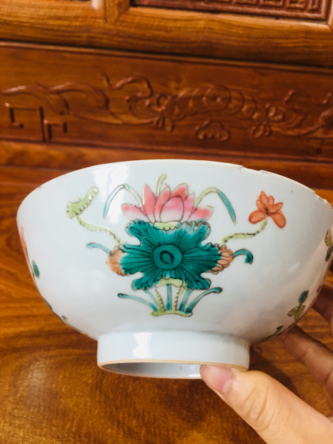 古玩陶瓷粉彩四季花卉紋碗拍賣，當前價格300元