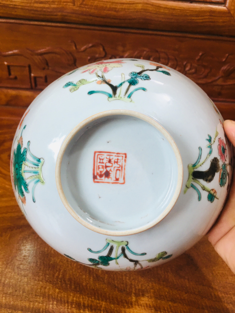古玩陶瓷粉彩四季花卉紋碗拍賣，當前價格300元
