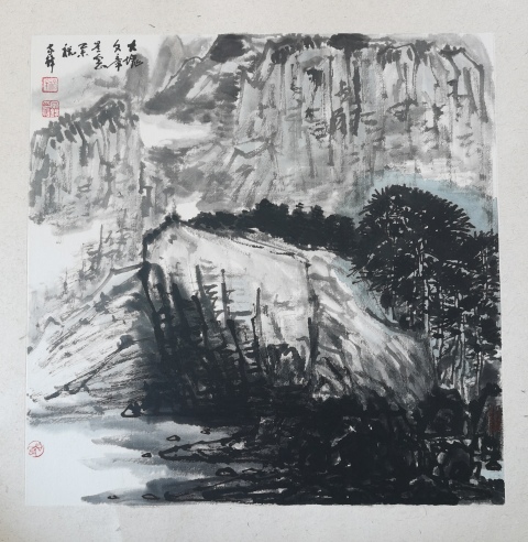 古玩字畫中美協(xié)中書協(xié)雙協(xié)會員北大藝術(shù)系客座教授祝家鋒大塊文章斗方山水拍賣,當(dāng)前價格699元