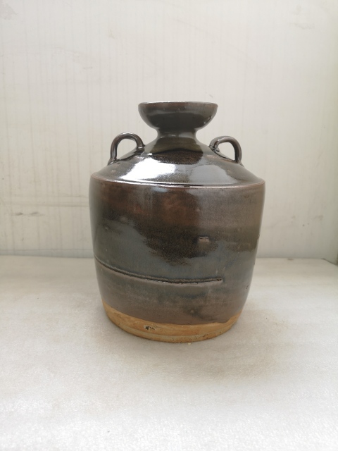 古玩陶瓷磁州窯窯變黑釉雙系瓶拍賣,當前價格680元