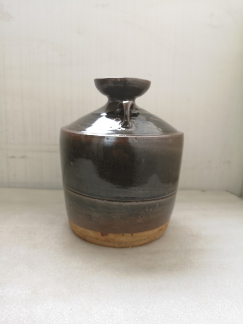 古玩陶瓷磁州窯窯變黑釉雙系瓶拍賣,當前價格680元