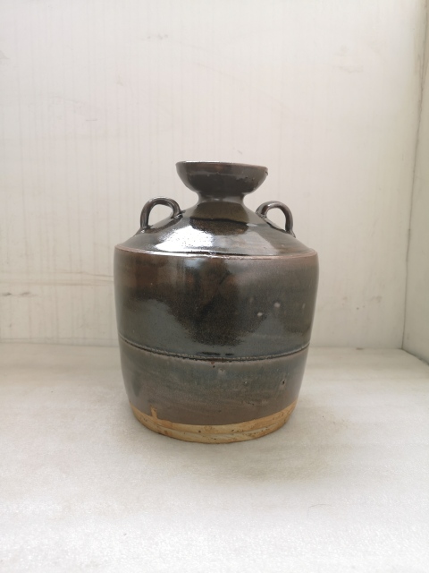 古玩陶瓷磁州窯窯變黑釉雙系瓶拍賣,當前價格680元
