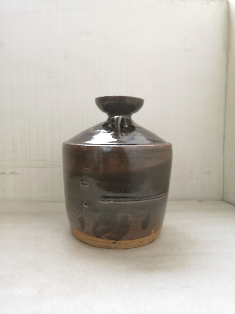 古玩陶瓷磁州窯窯變黑釉雙系瓶拍賣,當前價格680元