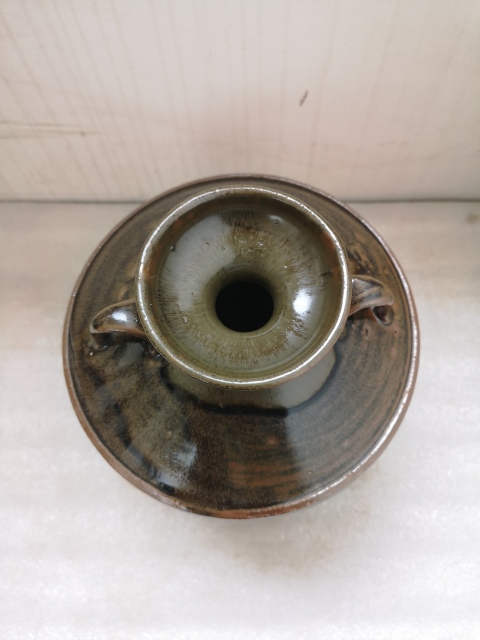 古玩陶瓷磁州窯窯變黑釉雙系瓶拍賣,當前價格680元