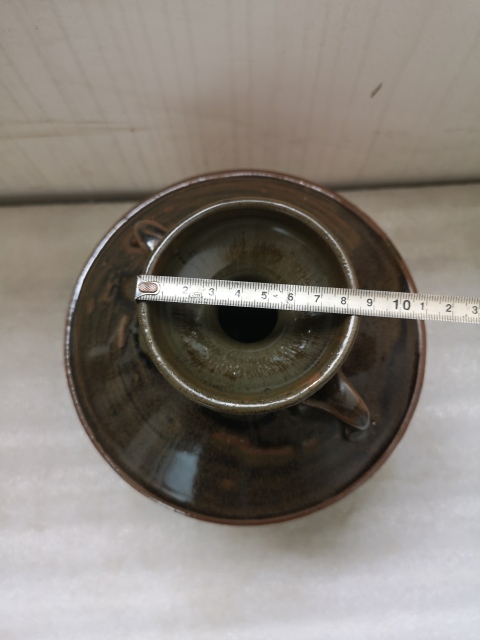 古玩陶瓷磁州窯窯變黑釉雙系瓶拍賣,當前價格680元