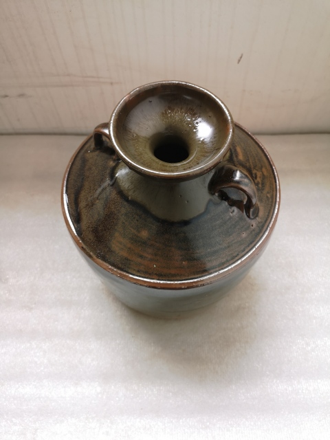 古玩陶瓷磁州窯窯變黑釉雙系瓶拍賣,當前價格680元