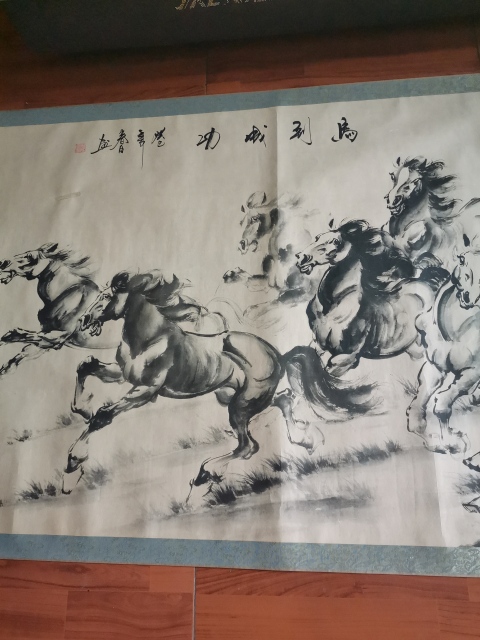 古玩字畫(huà)萬(wàn)馬奔騰圖拍賣(mài)，當(dāng)前價(jià)格1280元