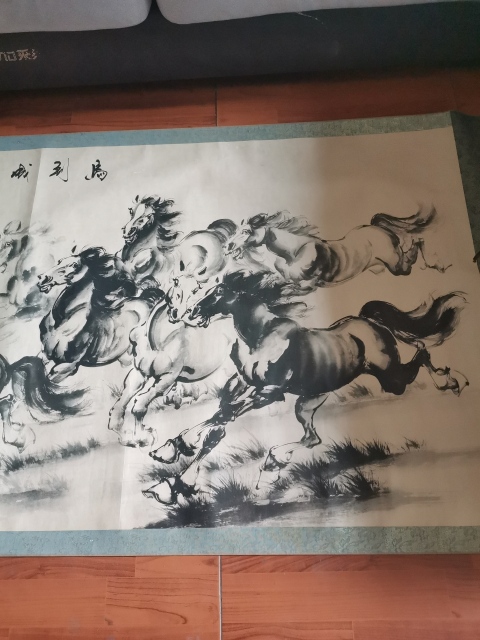 古玩字畫(huà)萬(wàn)馬奔騰圖拍賣(mài)，當(dāng)前價(jià)格1280元