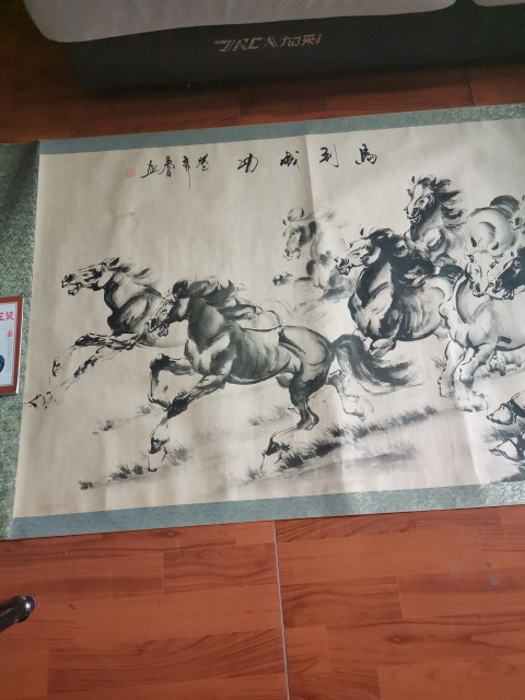 古玩字畫(huà)萬(wàn)馬奔騰圖拍賣(mài)，當(dāng)前價(jià)格1280元