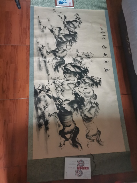 古玩字畫(huà)萬(wàn)馬奔騰圖拍賣(mài)，當(dāng)前價(jià)格1280元