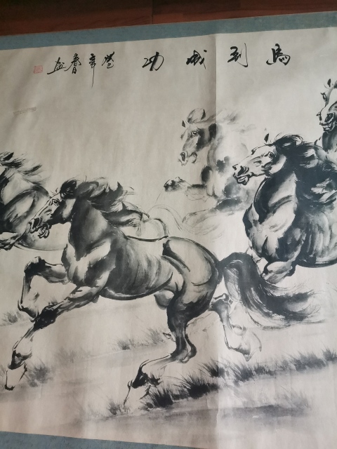古玩字畫(huà)萬(wàn)馬奔騰圖拍賣(mài)，當(dāng)前價(jià)格1280元